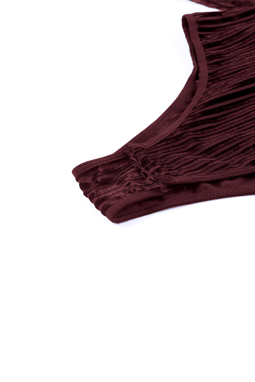 Sheer Dotty Puff Sleeve Ribbed Velvet Bodysuit - Cowaa
