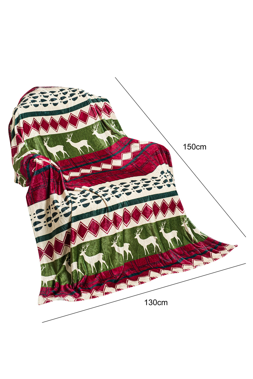 Red Christmas Elk Print Fleece Throw Blanket