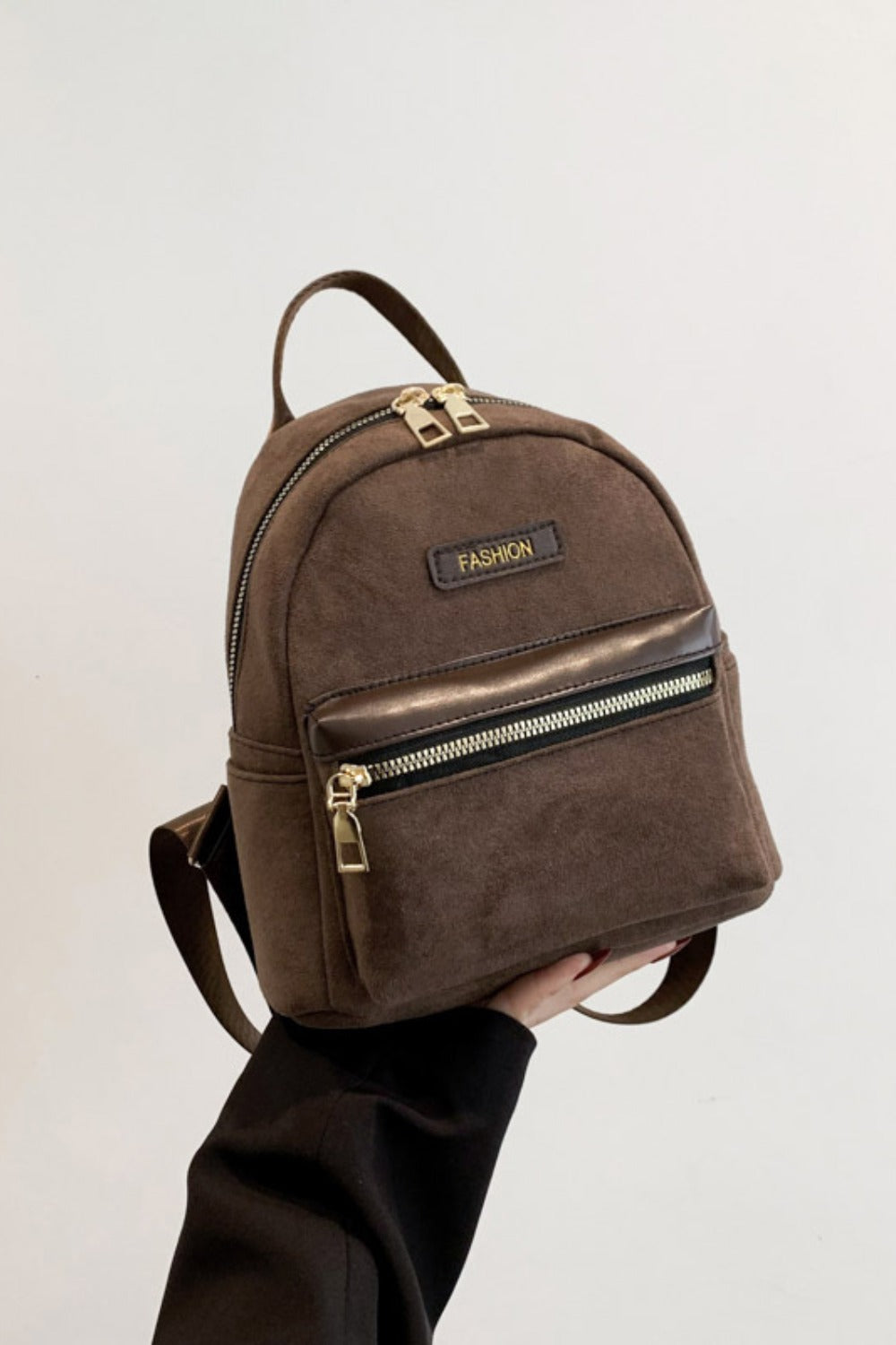 Suede Adjustable Strap Backpack Bag - Cowaa