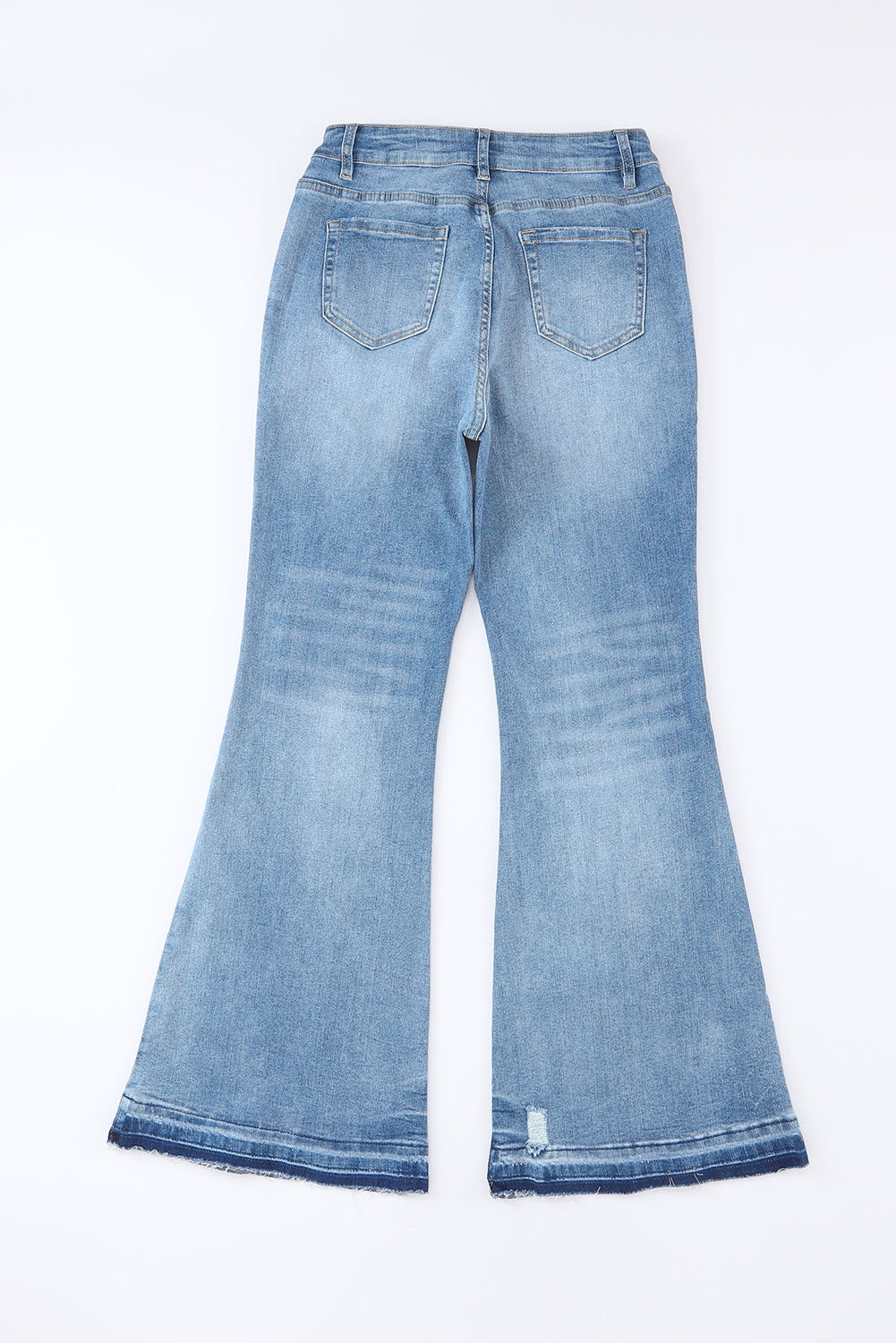 Blue Light Wash High Waisted Bell Bottom Jeans - Cowaa