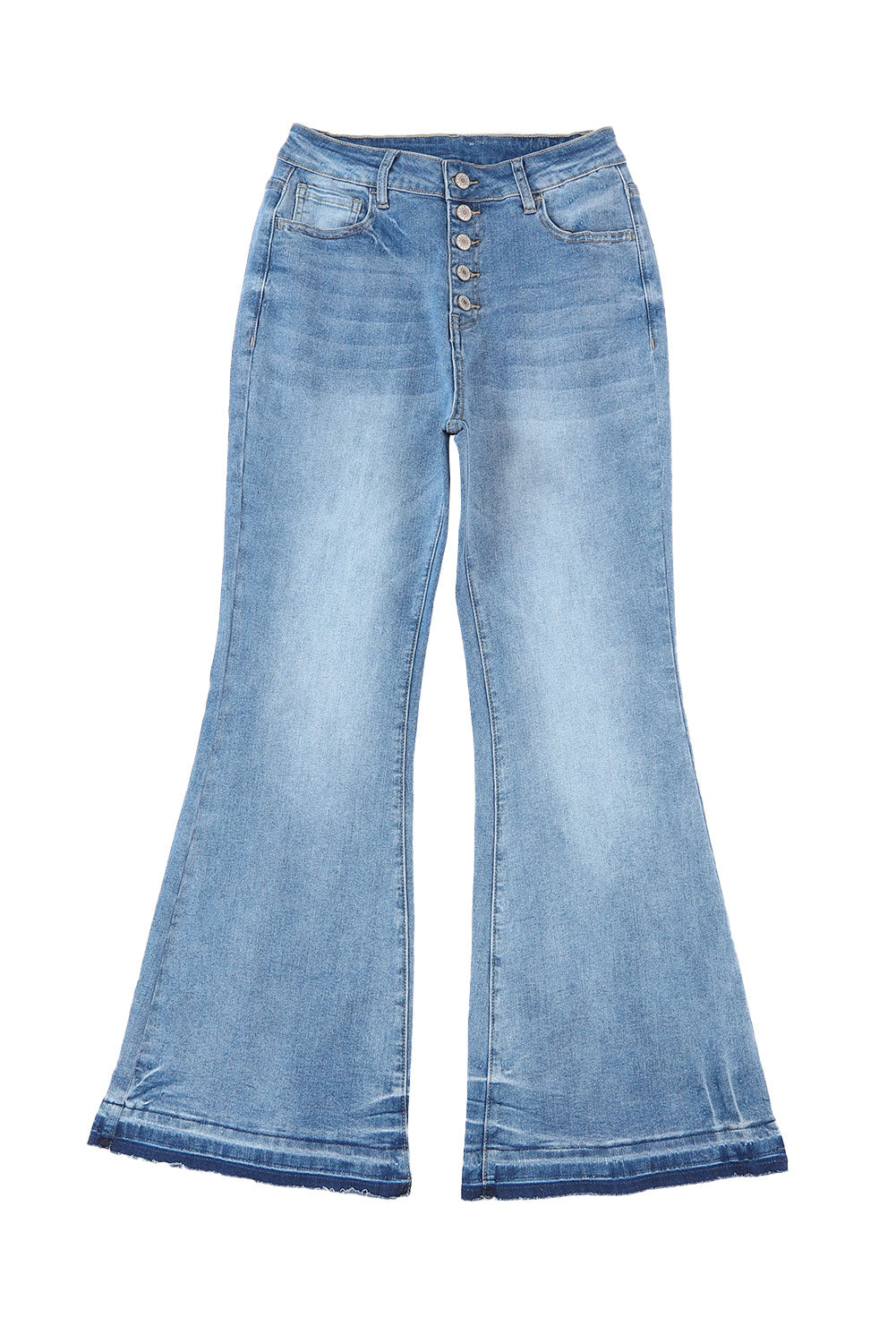Blue Light Wash High Waisted Bell Bottom Jeans - Cowaa