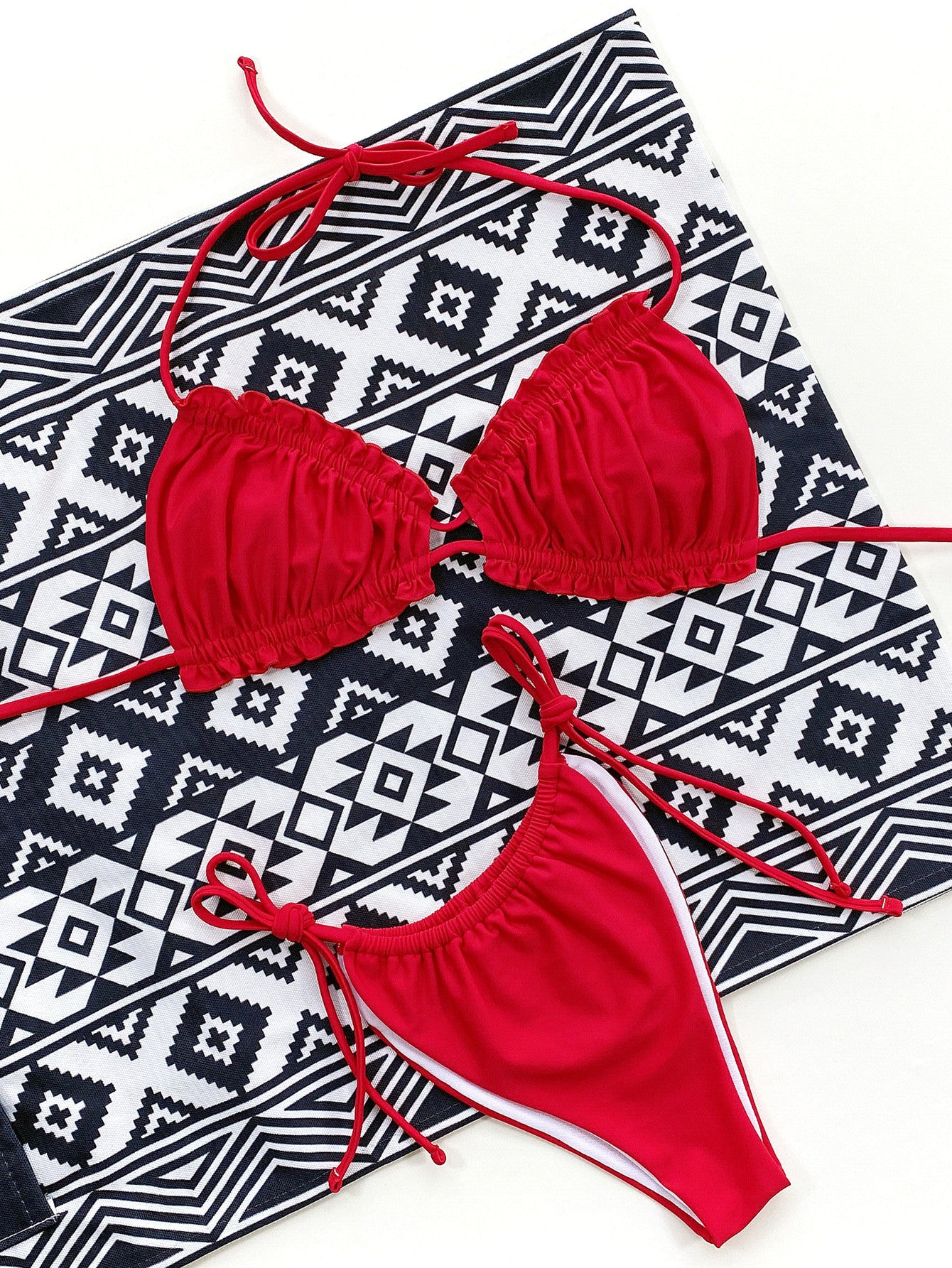 Frill Trill Halter Neck Bikini Set - Cowaa