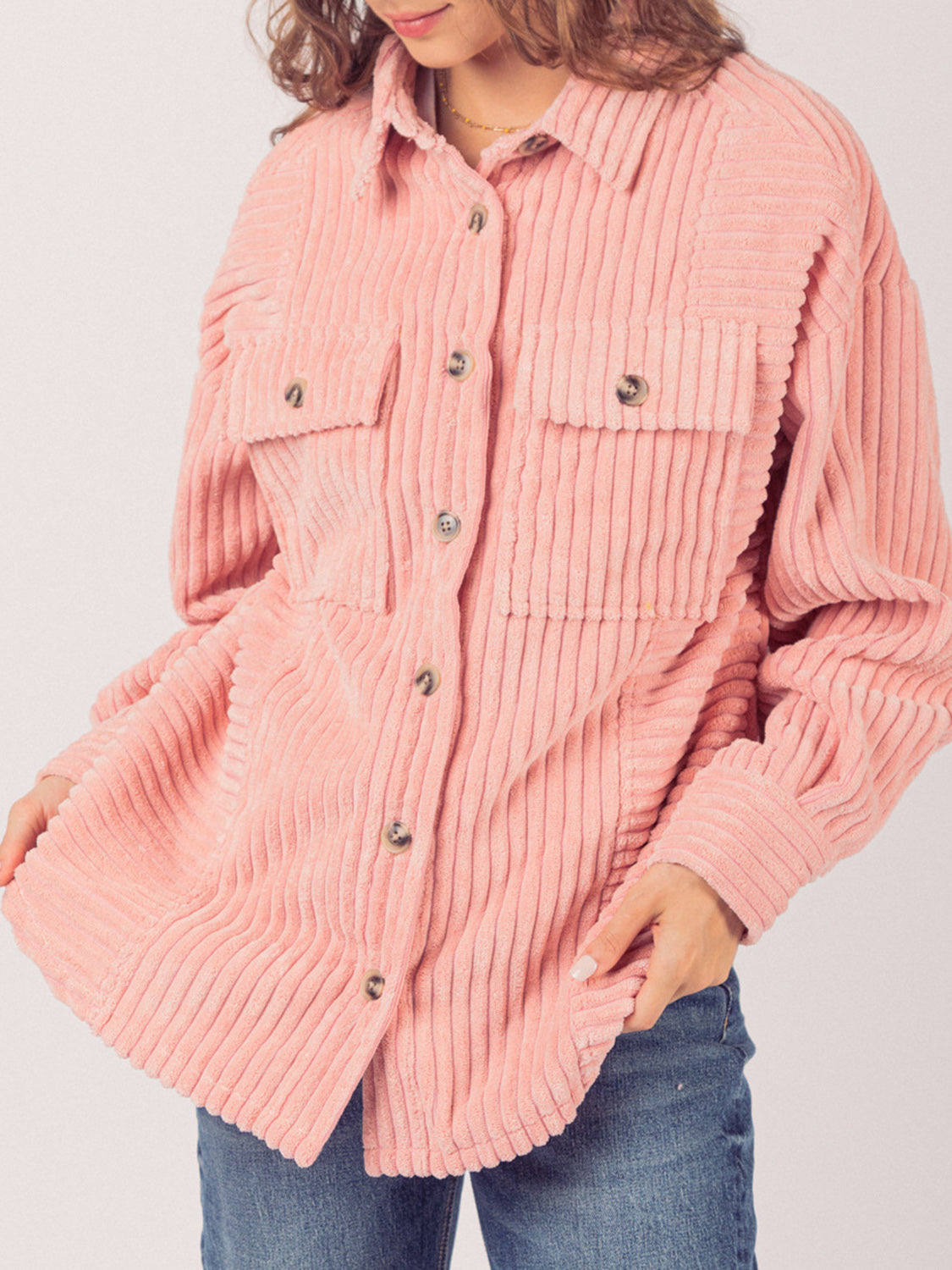 Button Up Long Sleeve Corduroy Shirt