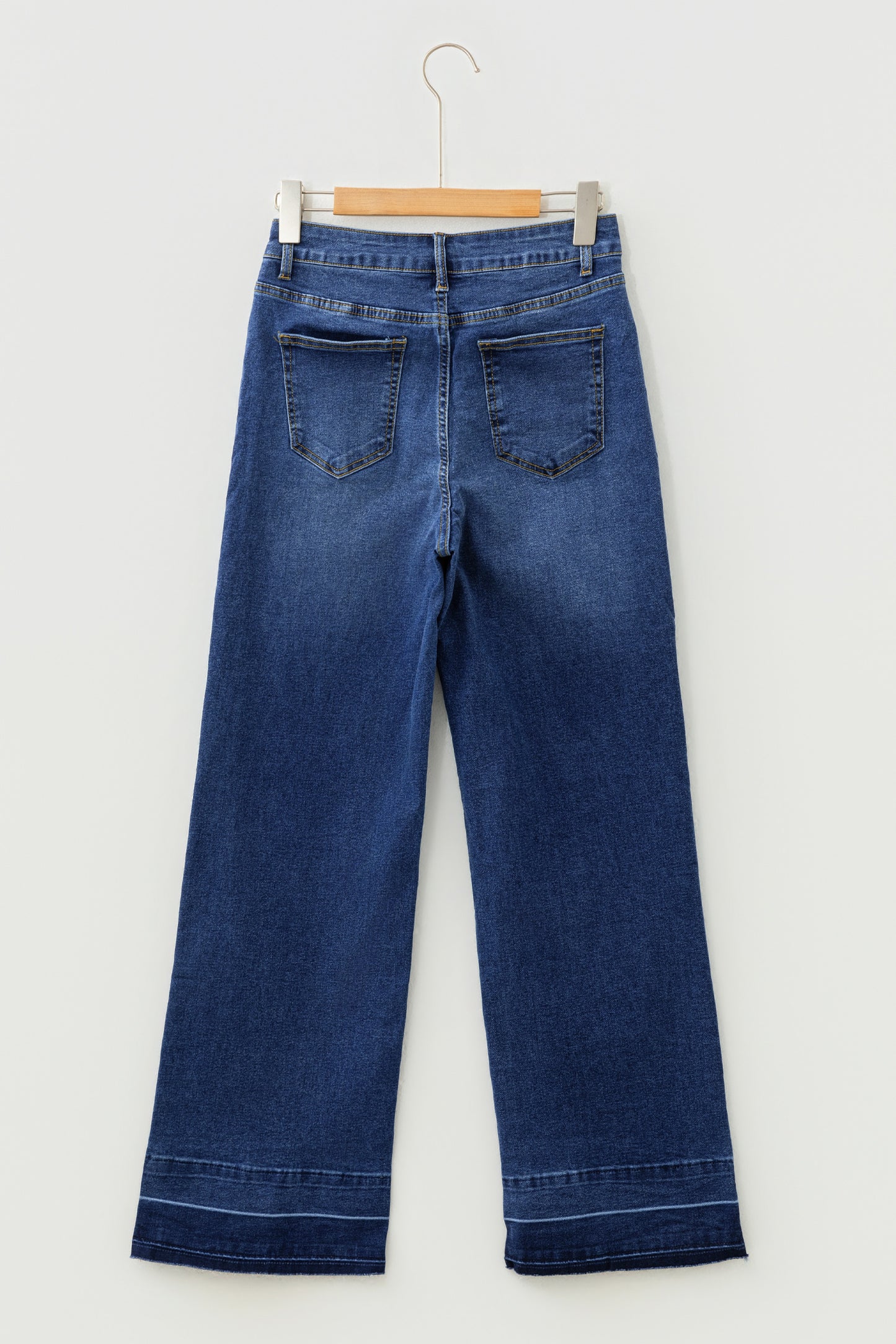 Real Teal Raw Hem Unique Cuffs Straight High Rise Loose Jeans - Cowaa