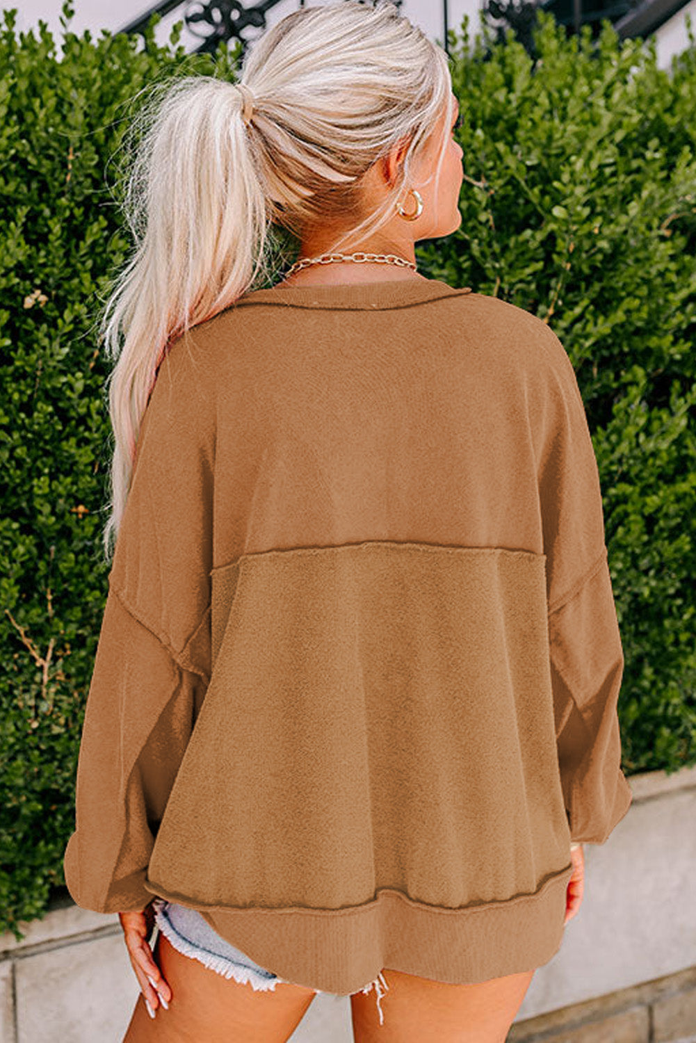 Slouchy Drop Shoulder Sweatshirt - Cowaa