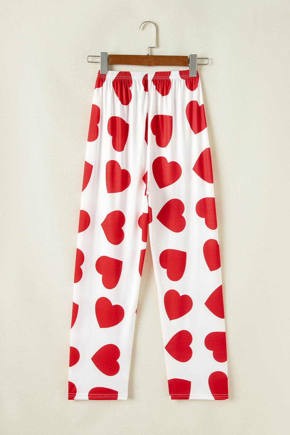 Pink Heart Print Ruffle Sleeveless Top and Pants Pajama Set
