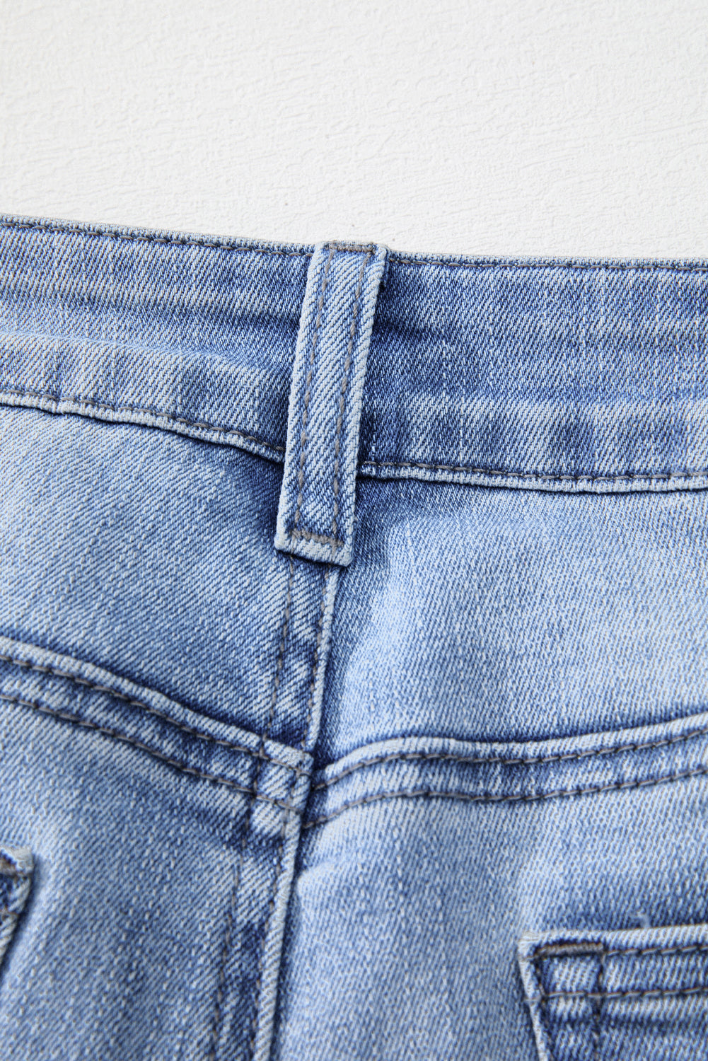 Sail Blue Mineral Wash Raw Hem High Waist Flared Jeans - Cowaa
