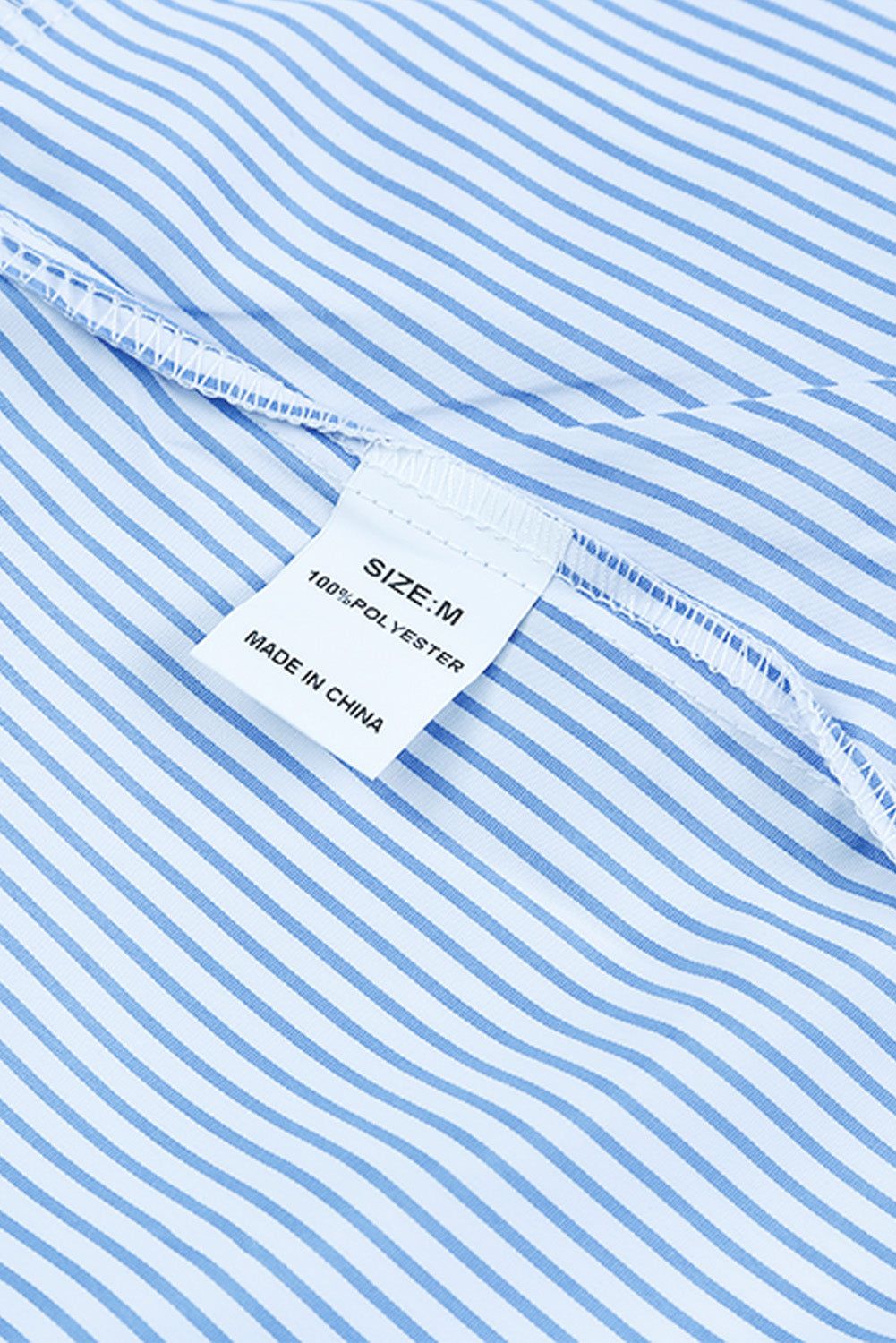 Black Striped Casual Shirred Cuffs Shirt - Cowaa