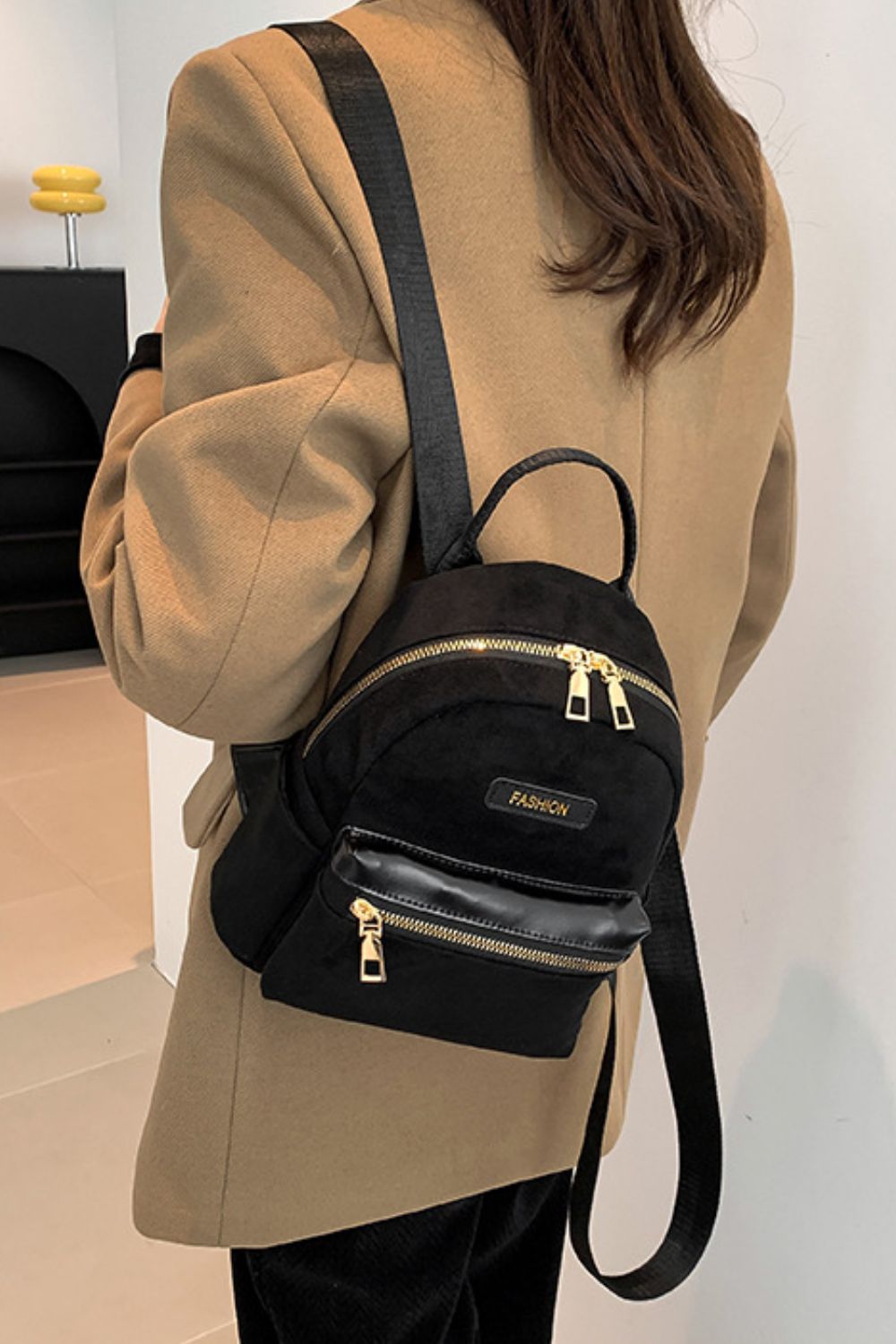 Suede Adjustable Strap Backpack Bag - Cowaa