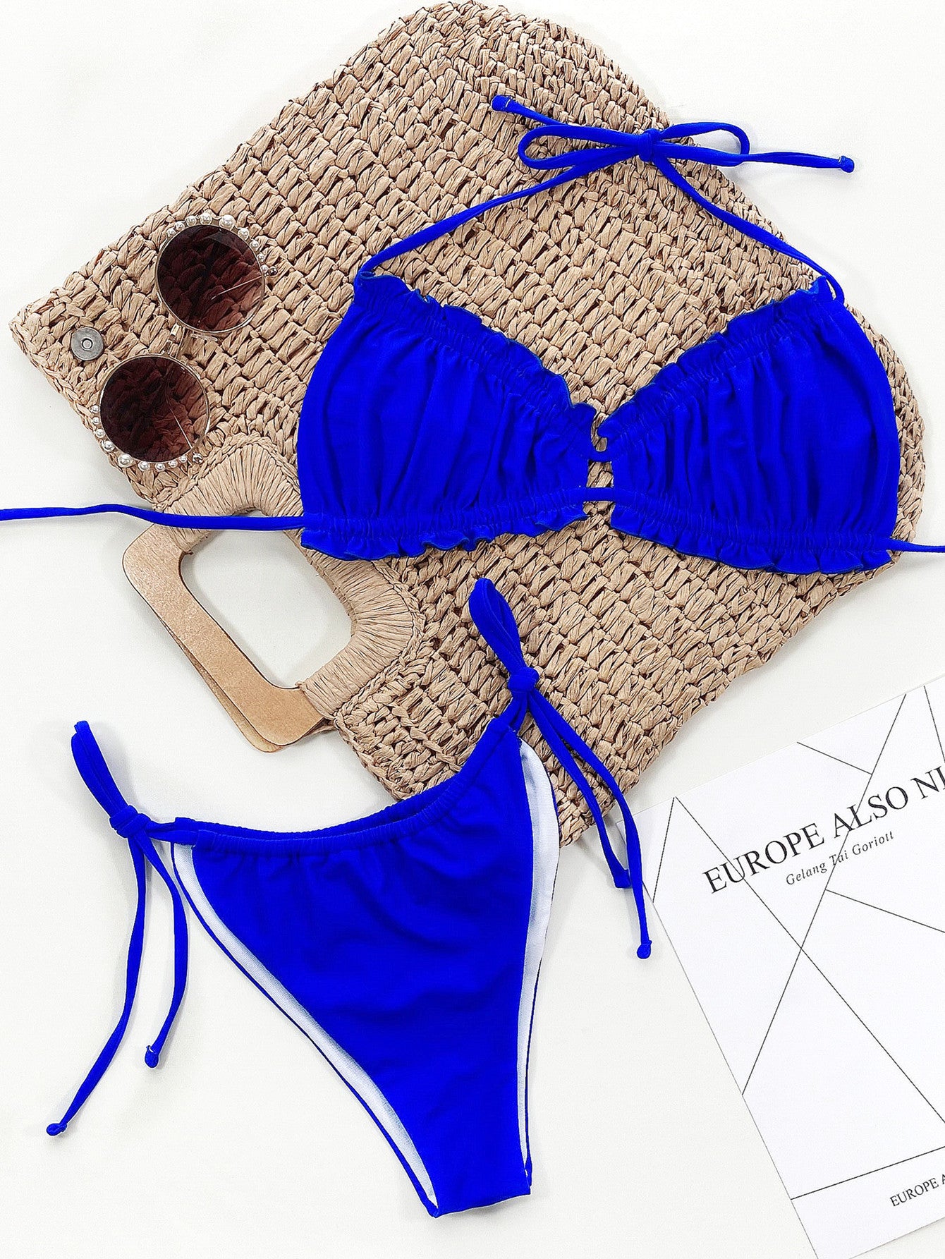Frill Trill Halter Neck Bikini Set - Cowaa
