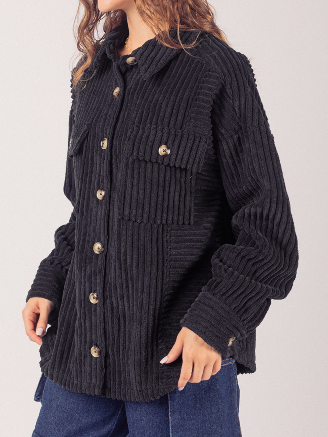 Button Up Long Sleeve Corduroy Shirt