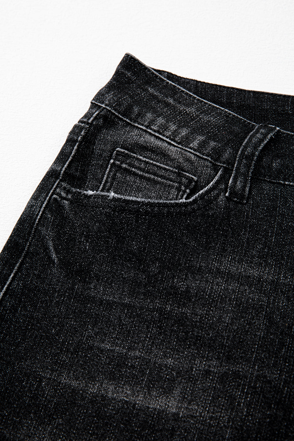 Sail Blue Mineral Wash Raw Hem High Waist Flared Jeans - Cowaa