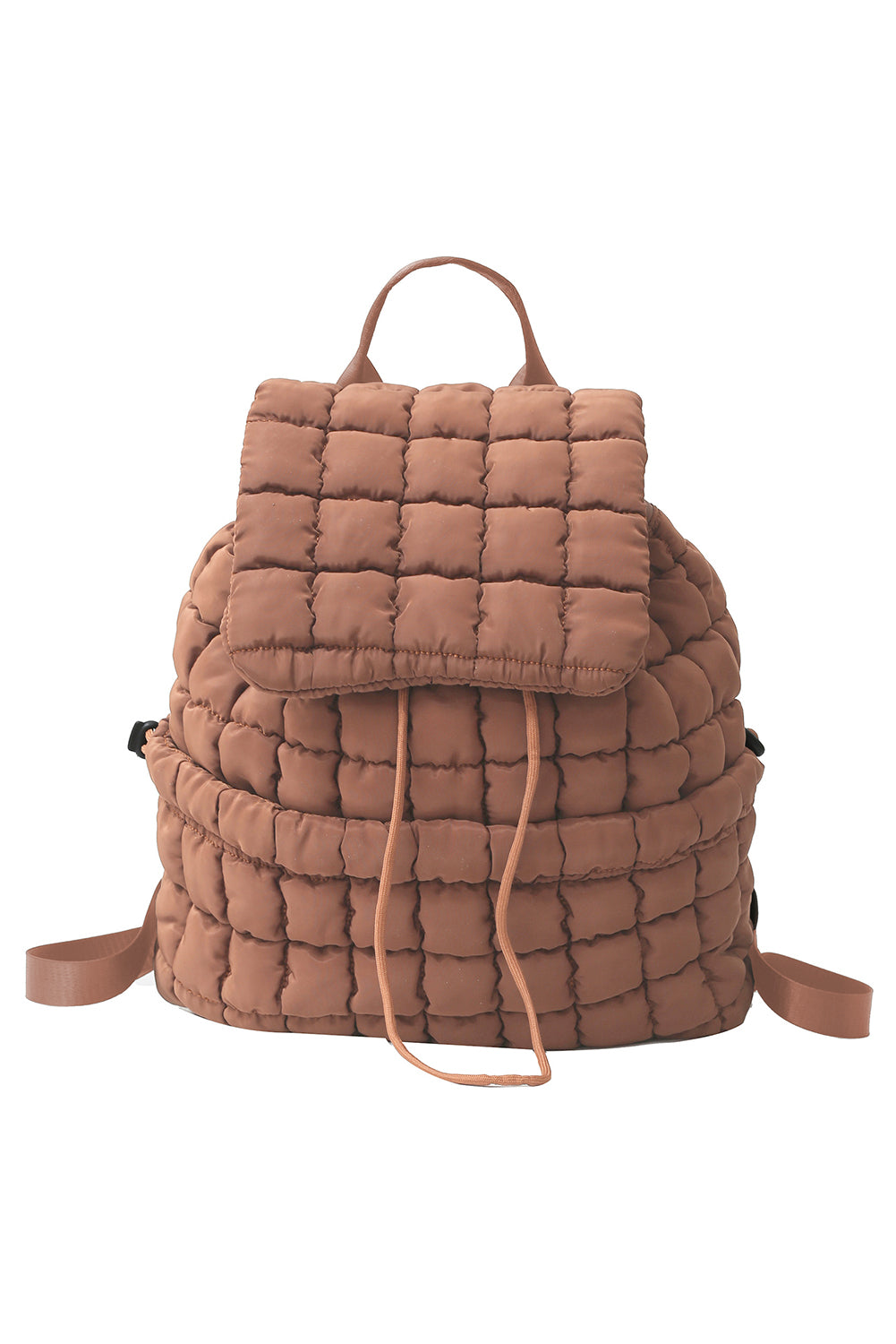 Solid Flapped Quilted Puffer Backpack