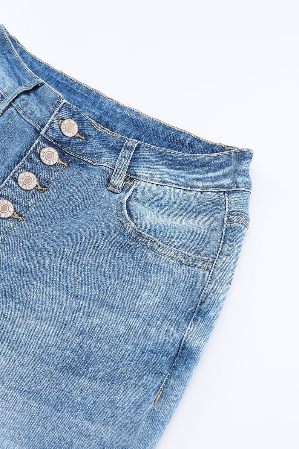 Blue Light Wash High Waisted Bell Bottom Jeans - Cowaa