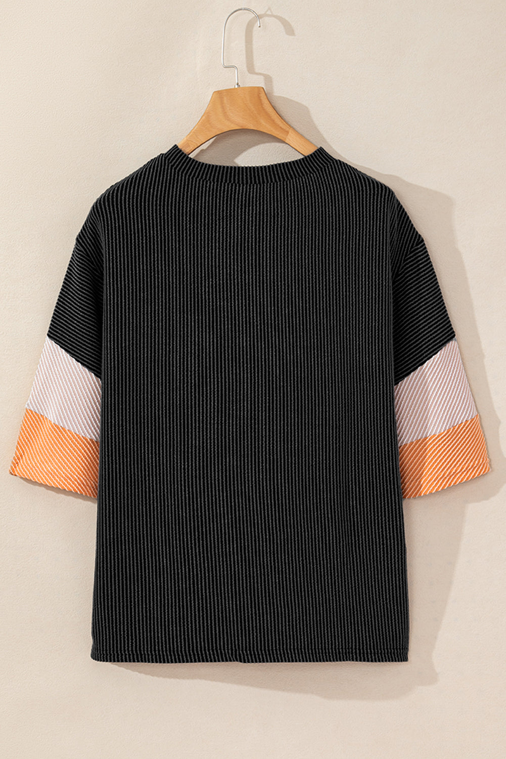 White Pit-striped Colorblock Drop Sleeve Top - Cowaa