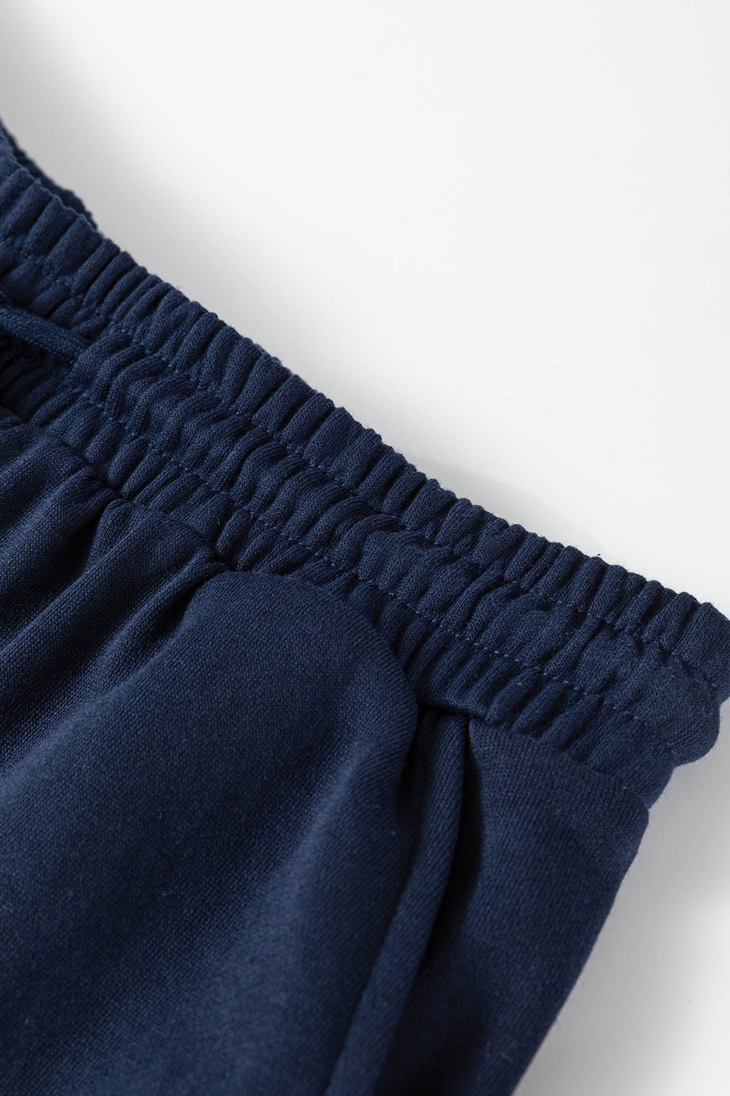 Navy Blue Varsity Striped Sleeve Drop Shoulder Sweatshirt and Short Set - Cowaa