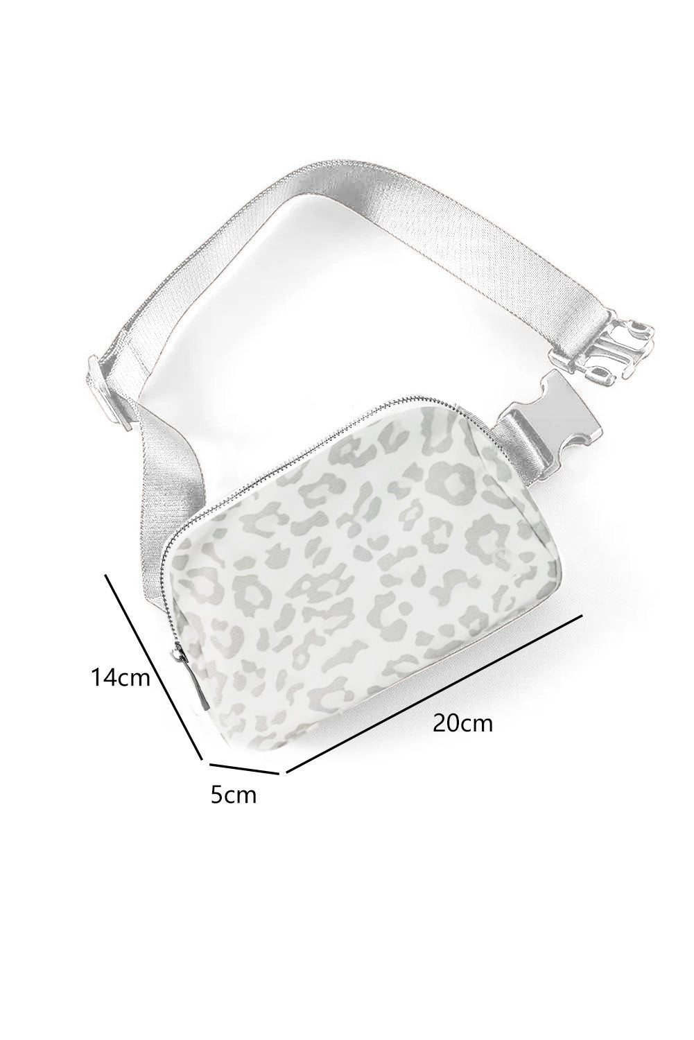 White Leopard Print Buckle Canvas Chest Bag 20*5*14cm - Cowaa