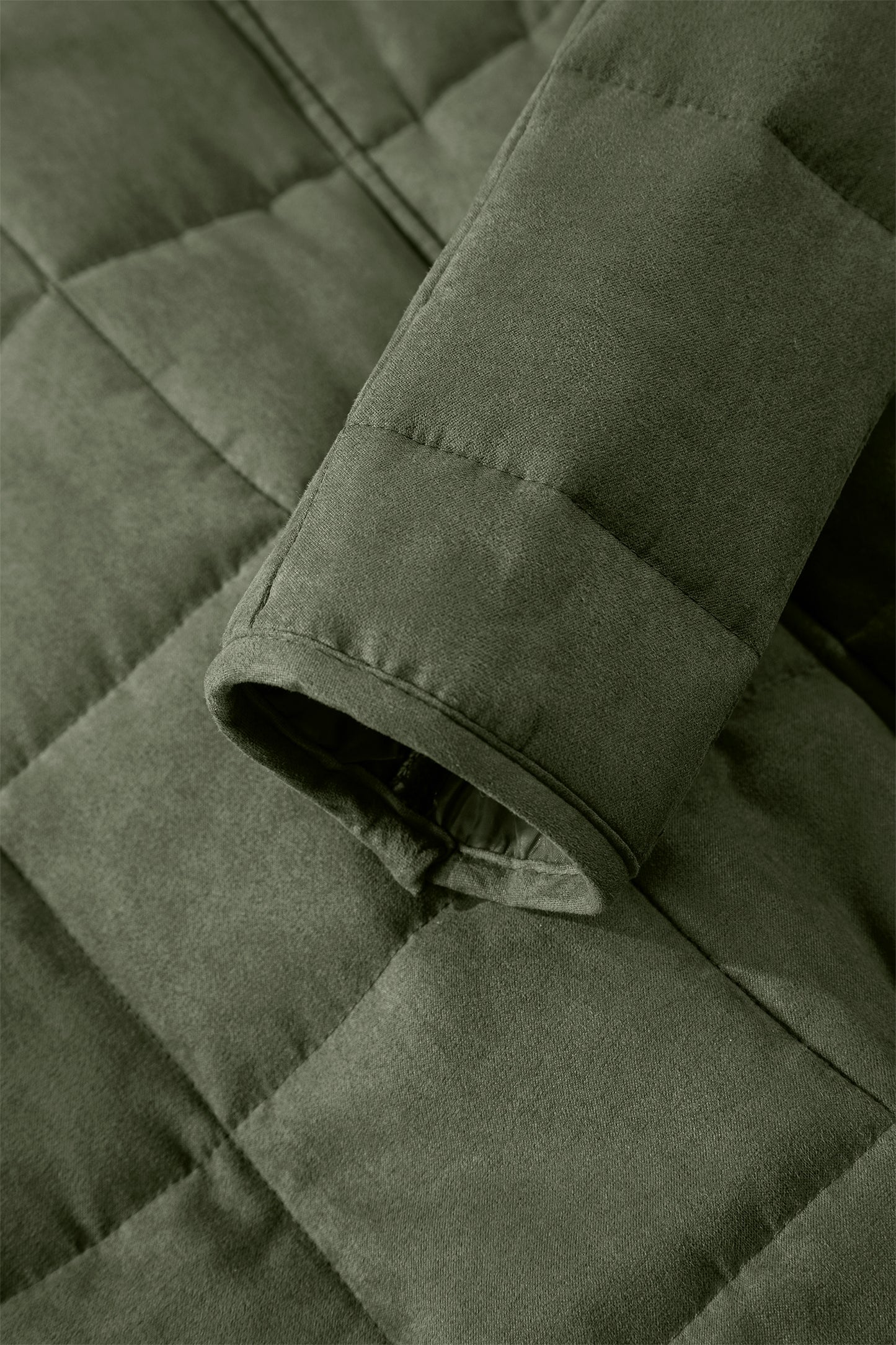Green Zip-Up Pocket Quilted Jacket - Cowaa