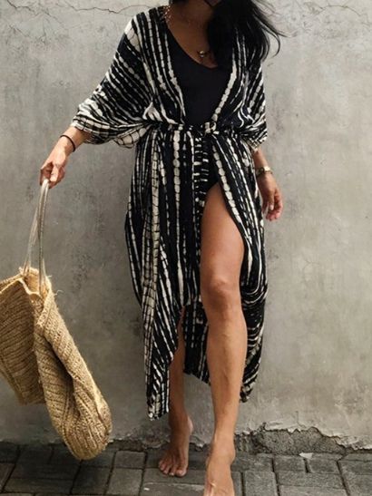 Tie-dye Print Beach Cover Up - Cowaa