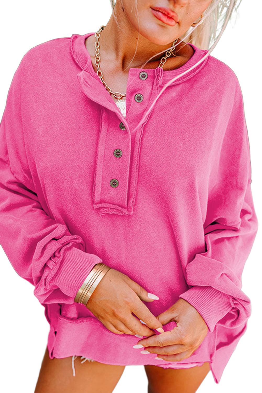 Slouchy Drop Shoulder Sweatshirt - Cowaa