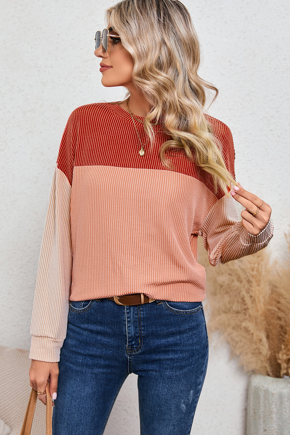 Corduroy Long Sleeve Top - Cowaa