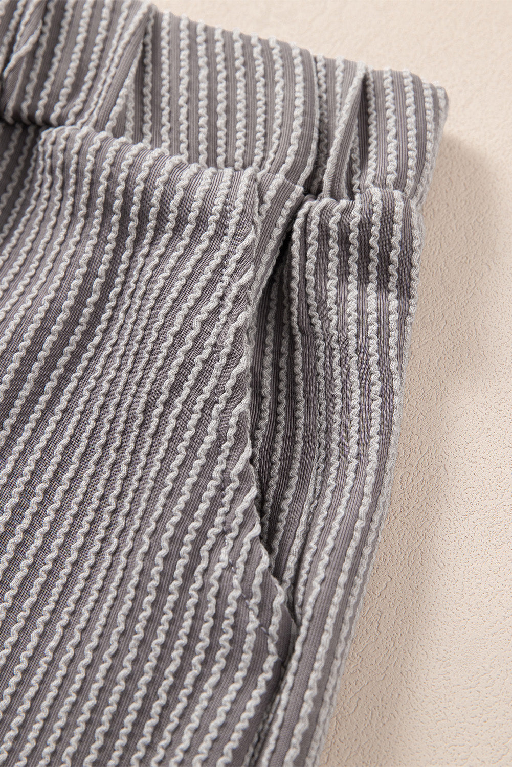 Medium Grey Corded Sleeveless Top and Pocketed Shorts Set - Cowaa