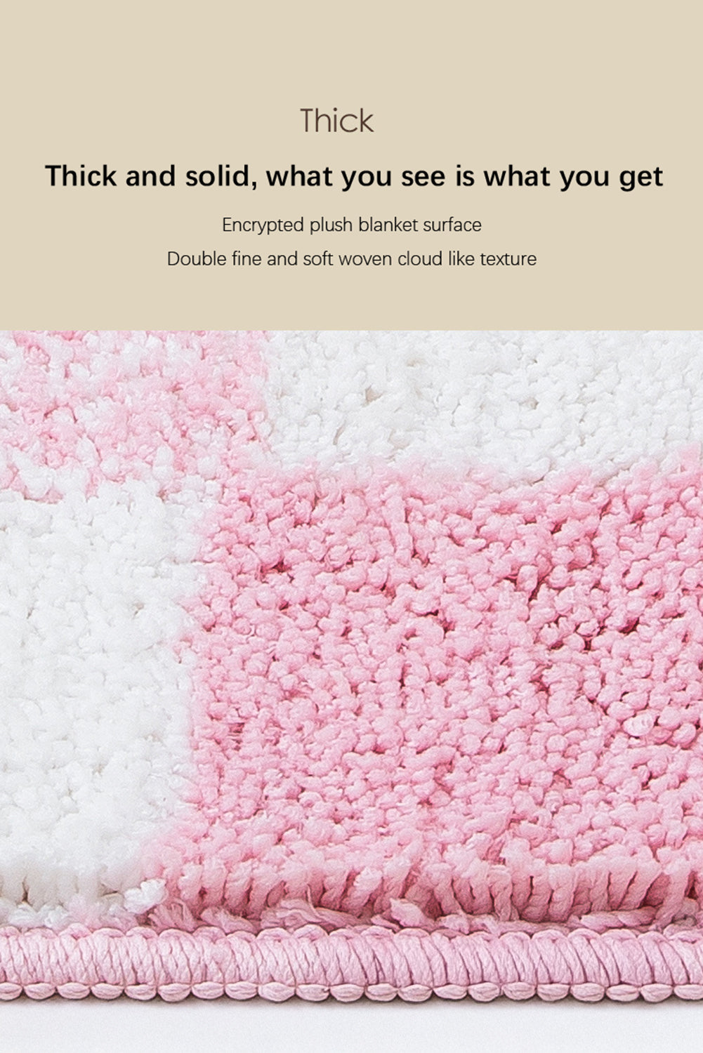 Pink Soft Checkered Plush Bathroom Mat