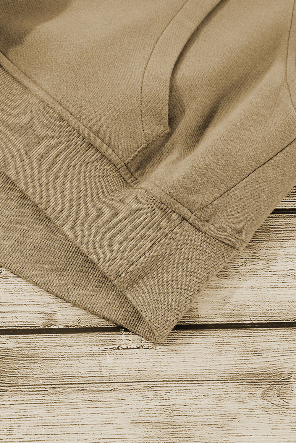 Brown Zip Up Stand Collar Thumbhole Sleeve Sweatshirt - Cowaa