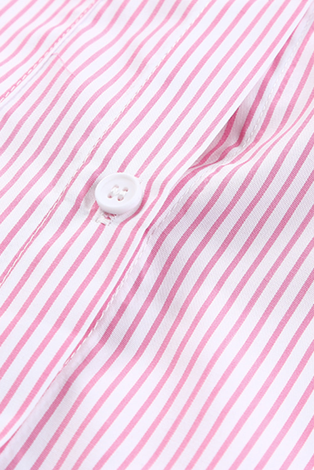 Black Striped Casual Shirred Cuffs Shirt - Cowaa