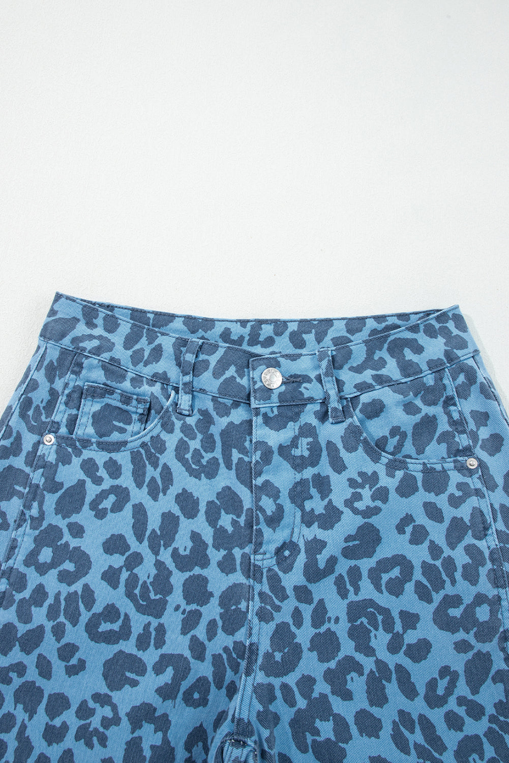 Khaki Leopard Print Straight Loose Jeans