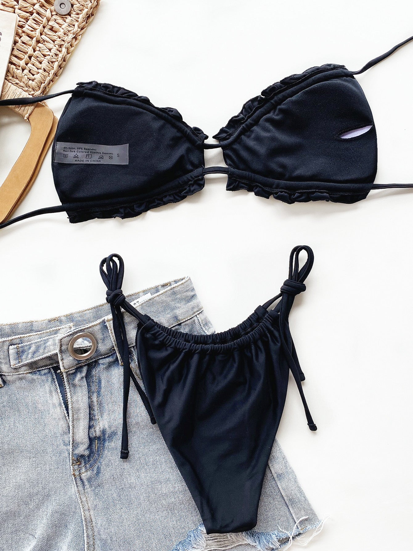 Frill Trill Halter Neck Bikini Set - Cowaa