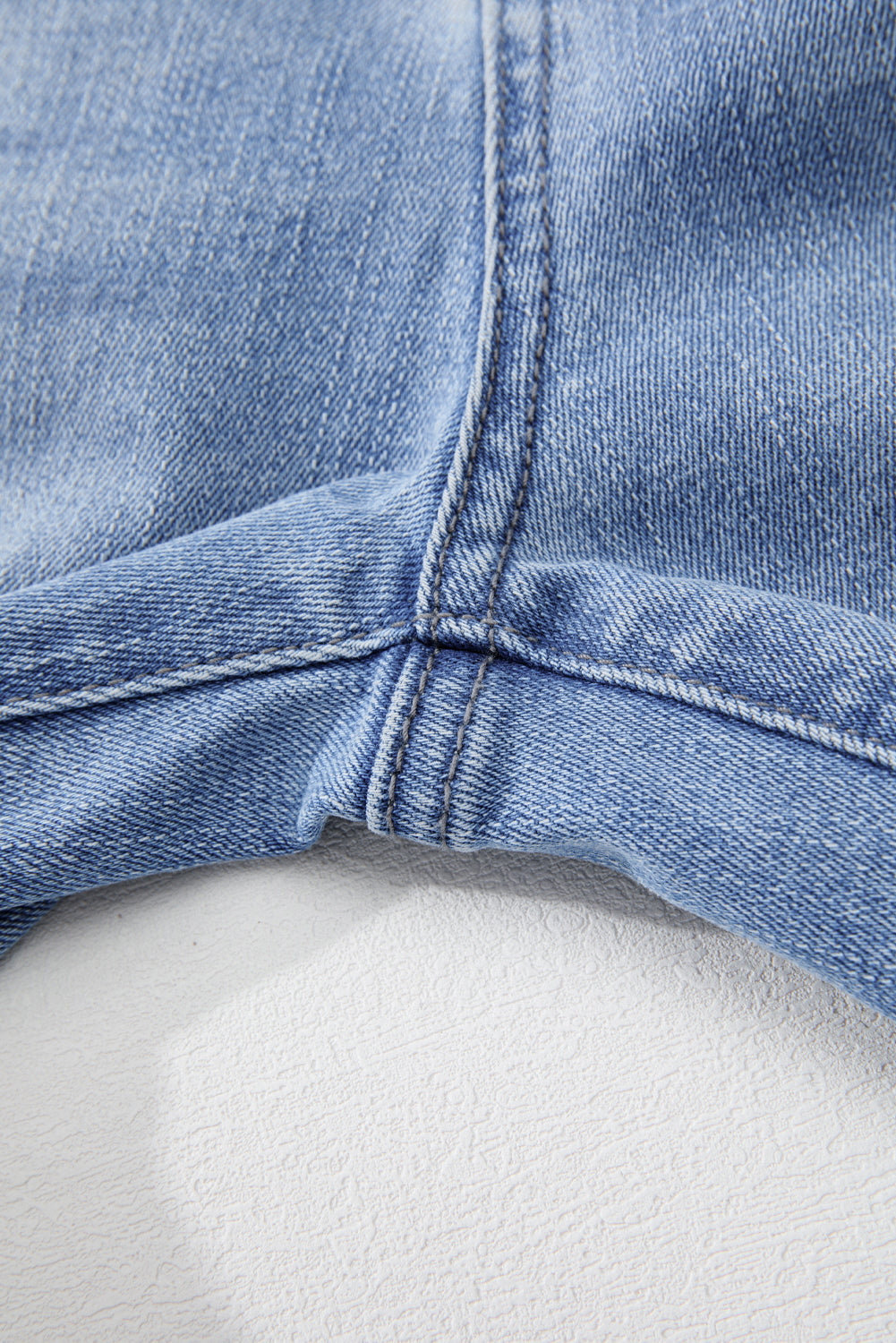 Sail Blue Mineral Wash Raw Hem High Waist Flared Jeans - Cowaa