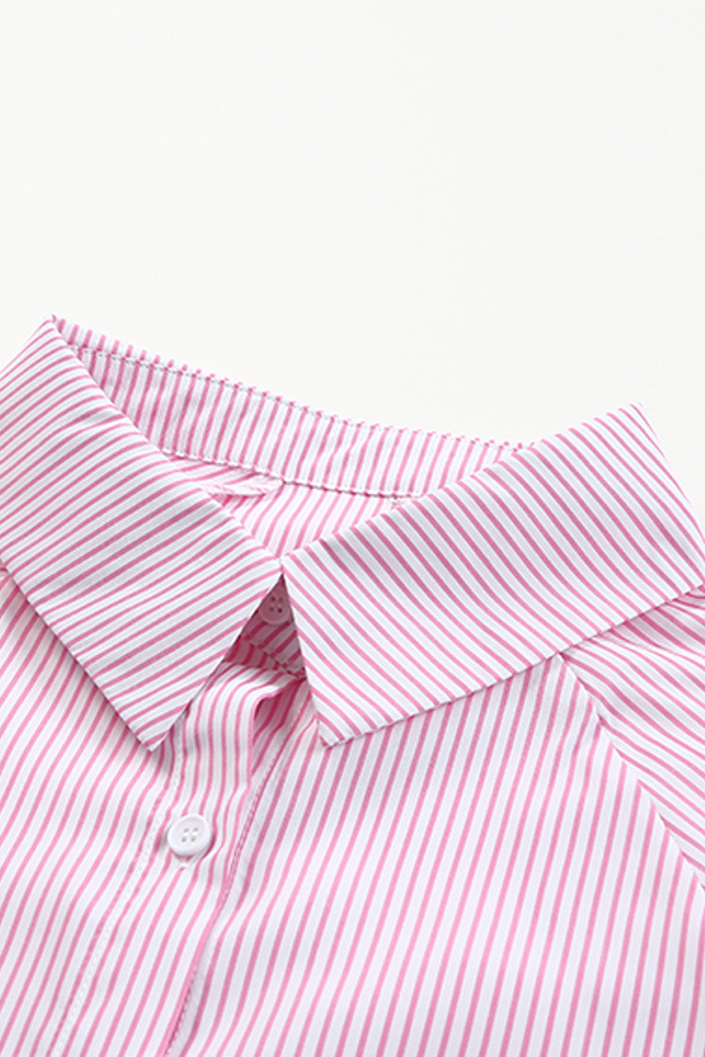 Black Striped Casual Shirred Cuffs Shirt - Cowaa