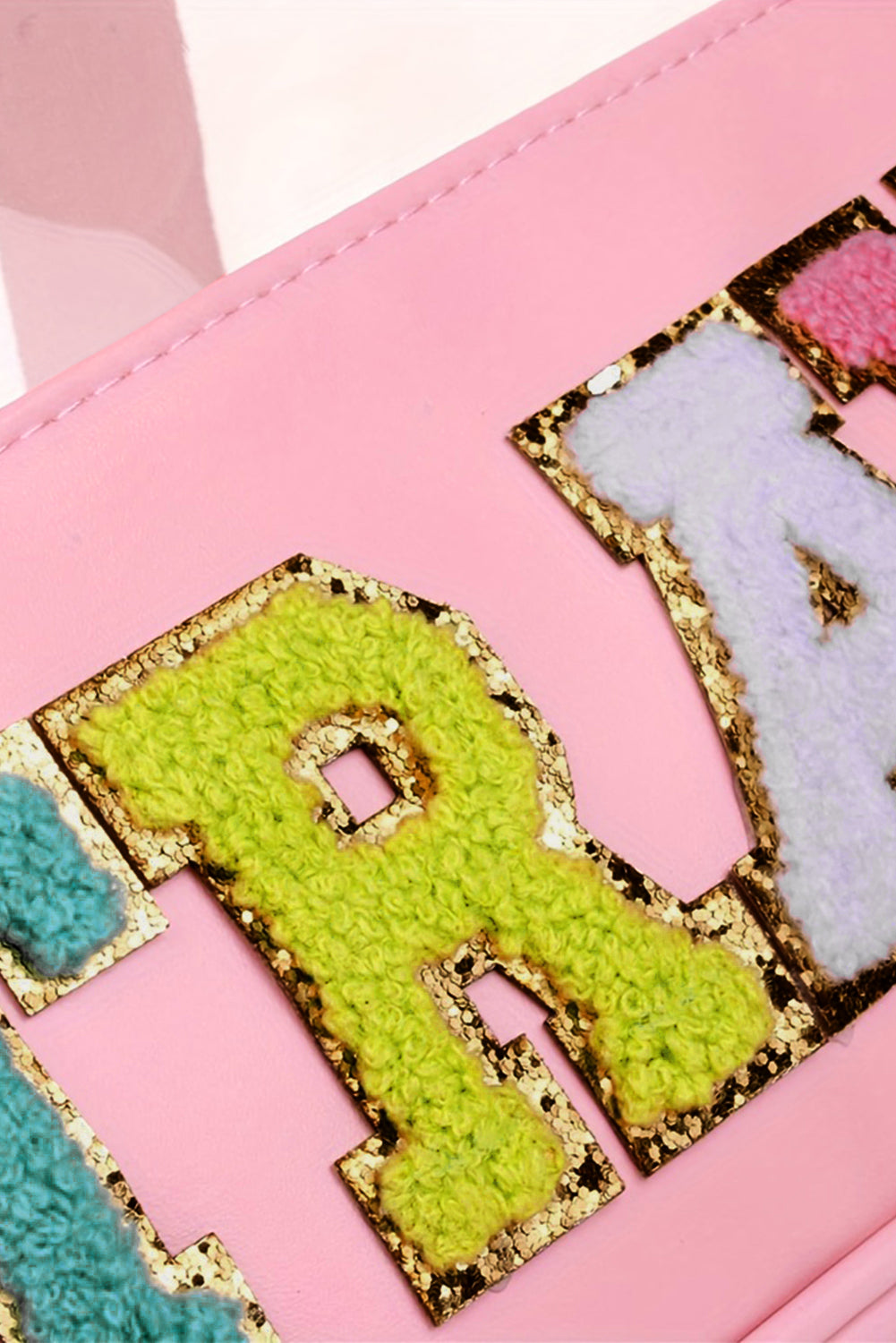 Travel Chenille Letter Clear PVC Makeup Bag - Cowaa
