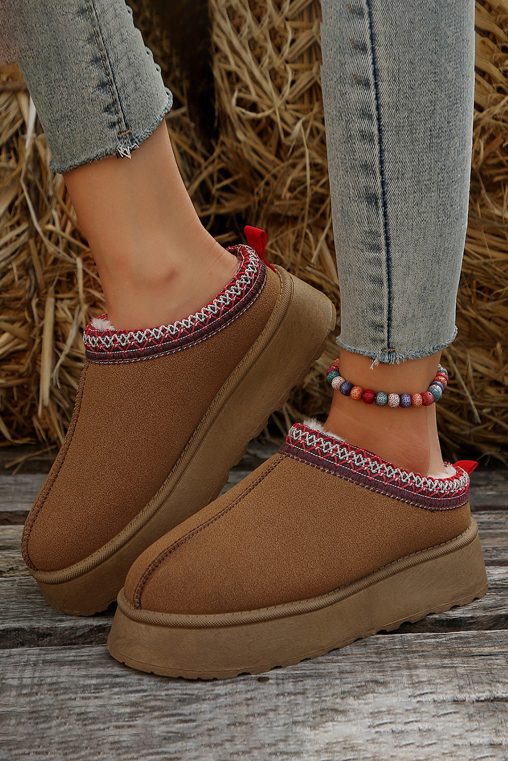 Round Toe Suede Platform Snow Boots