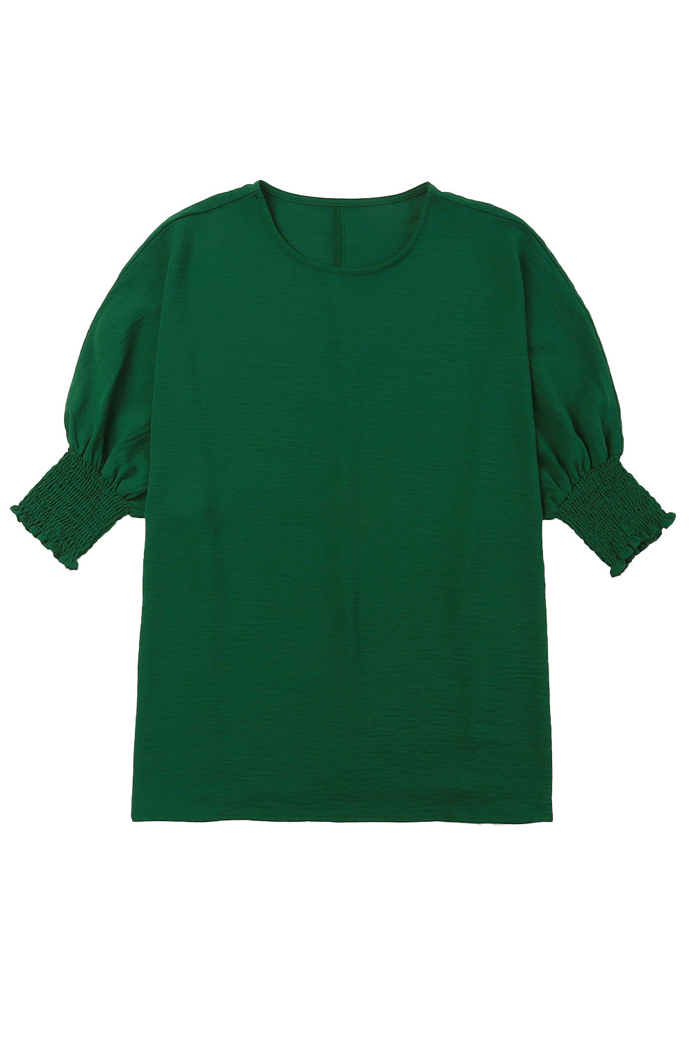 Apricot Solid Casual Smocked Cuffs Batwing Sleeve Blouse - Cowaa