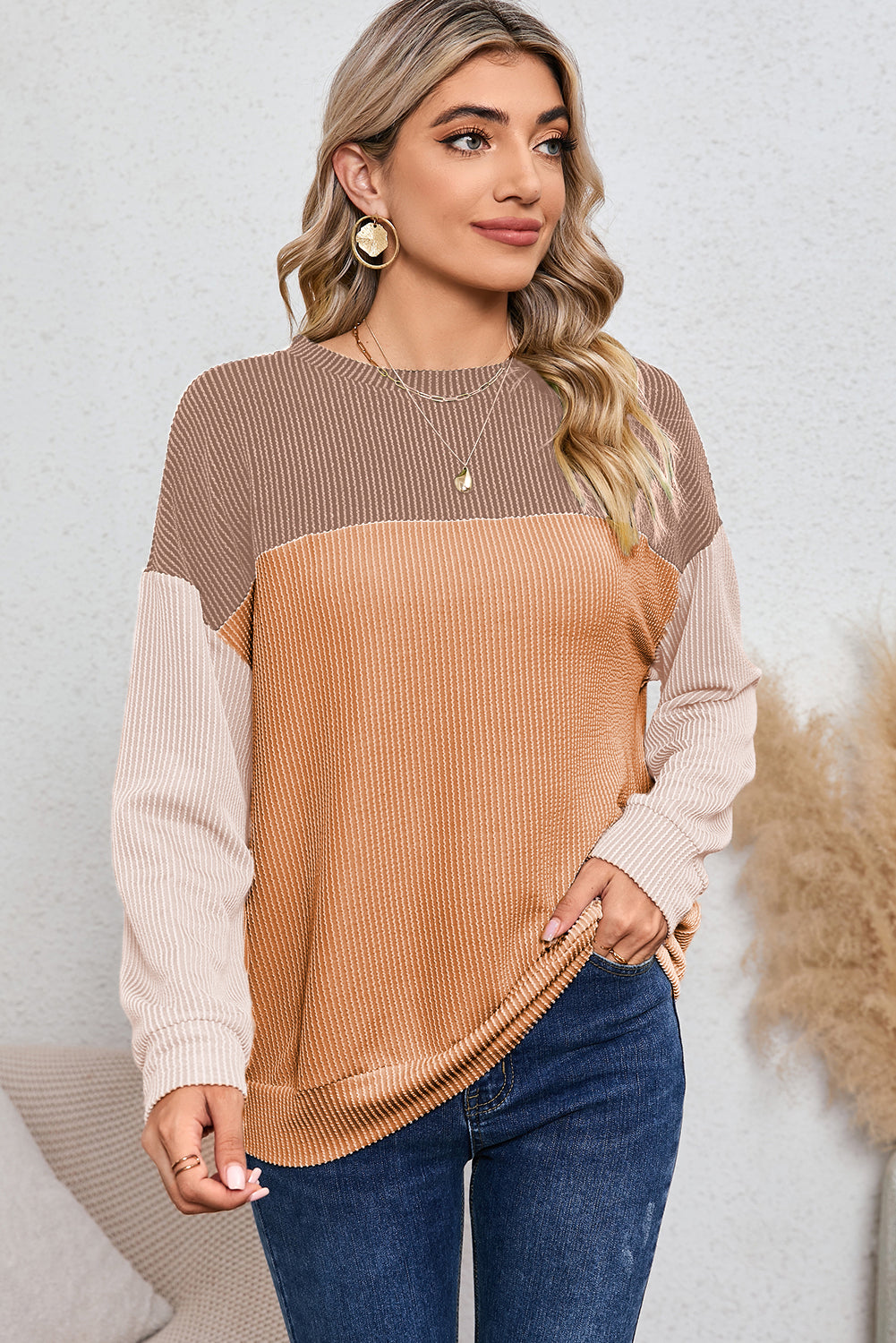 Corduroy Long Sleeve Top - Cowaa