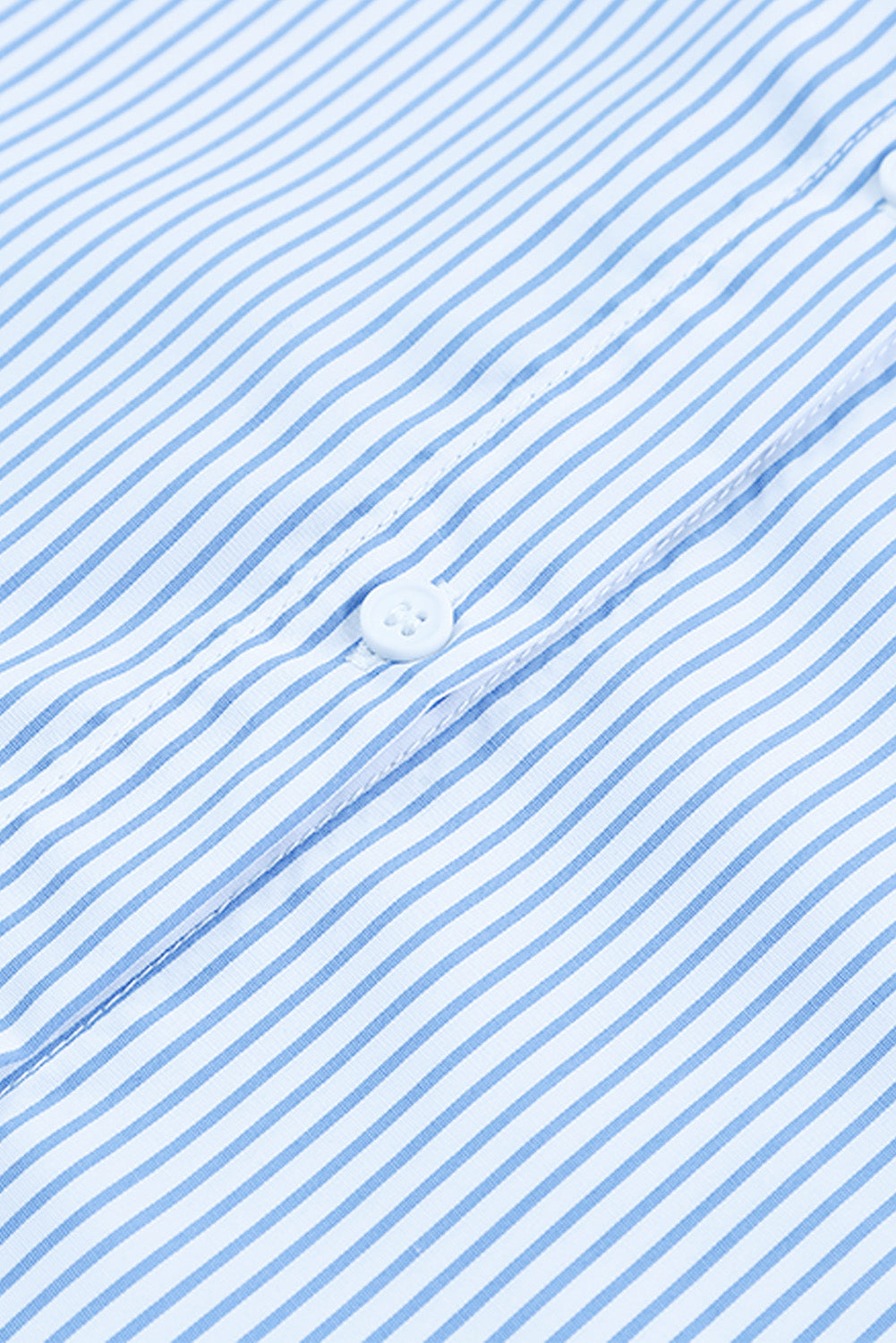 Black Striped Casual Shirred Cuffs Shirt - Cowaa
