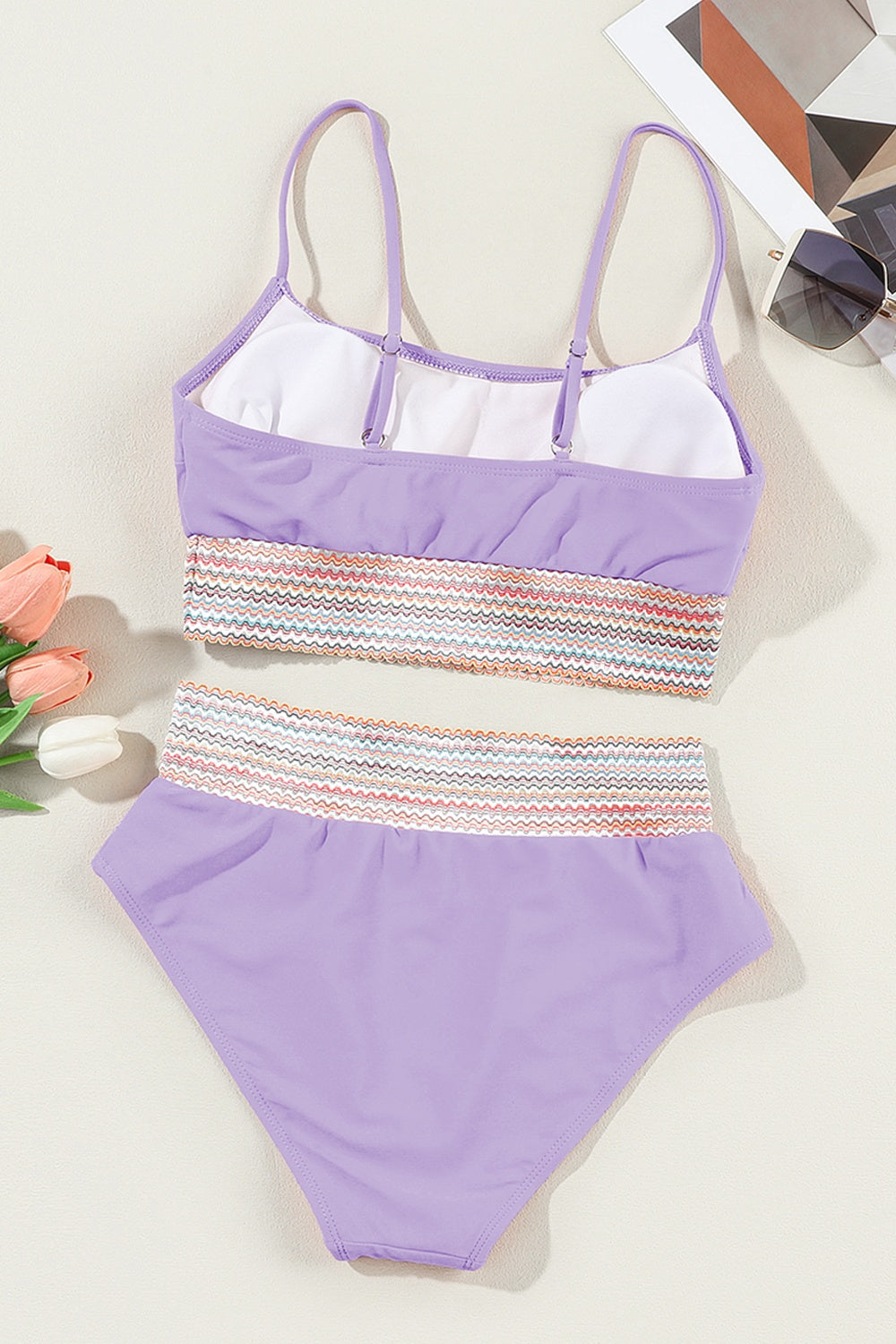 Scoop Neck Spaghetti Strap Bikini Set - Cowaa