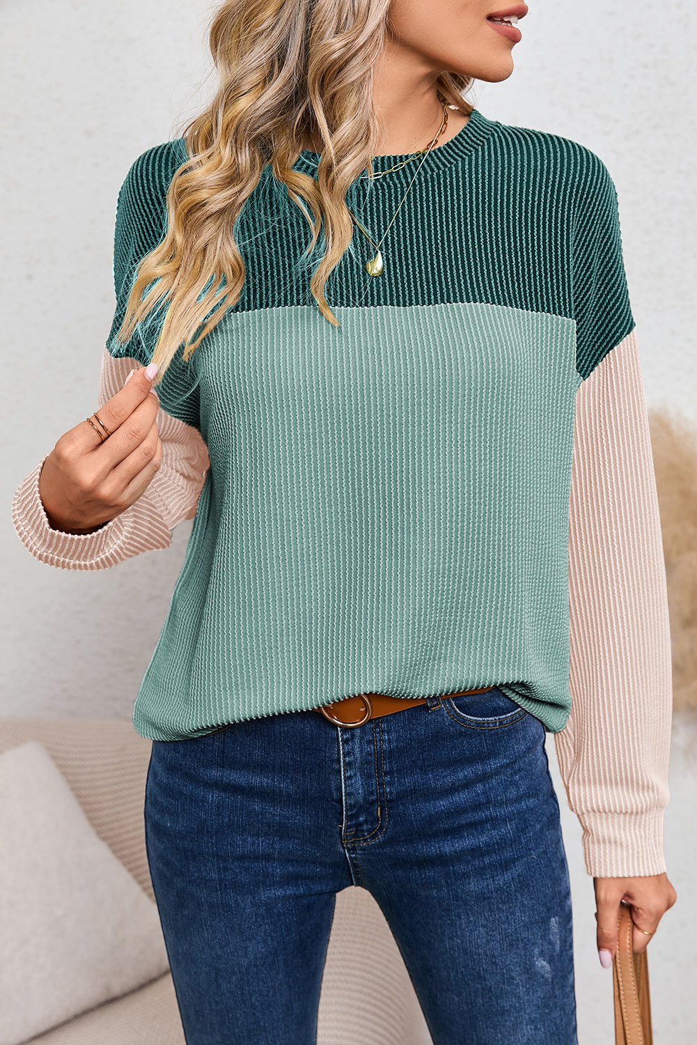 Corduroy Long Sleeve Top - Cowaa