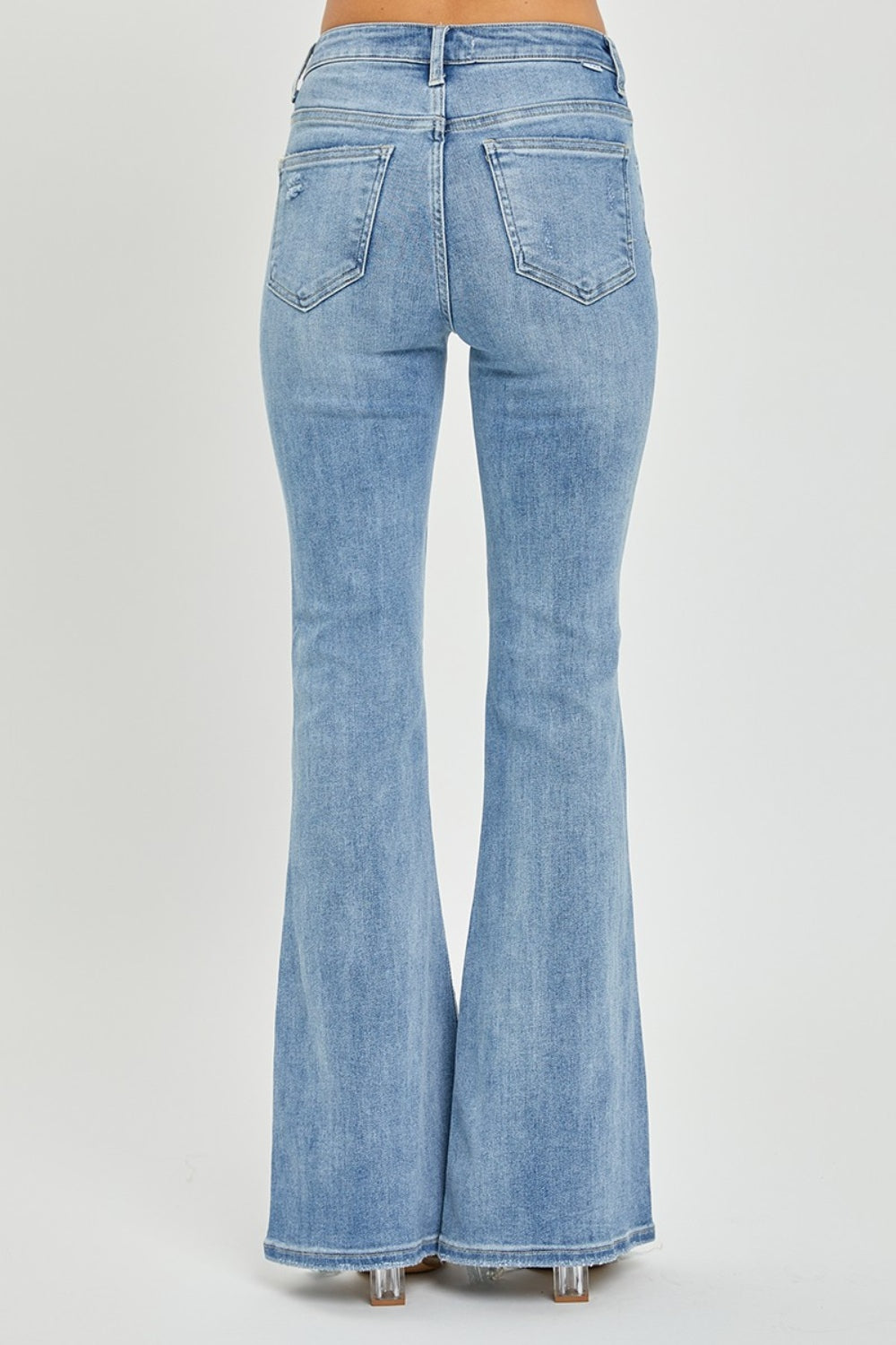 Risen Full Size High Rise Frayed Hem Flare Jeans - Cowaa