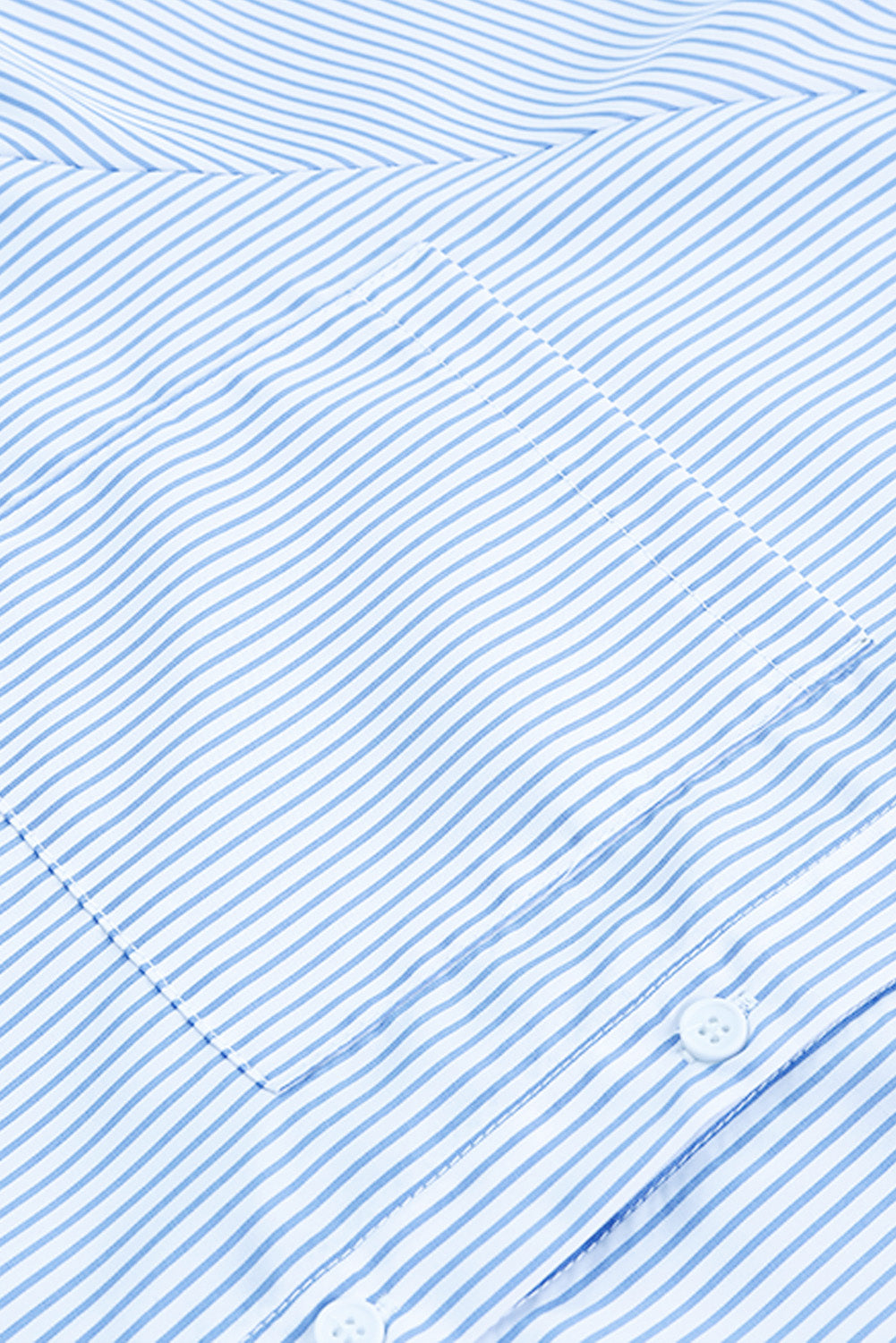 Black Striped Casual Shirred Cuffs Shirt - Cowaa