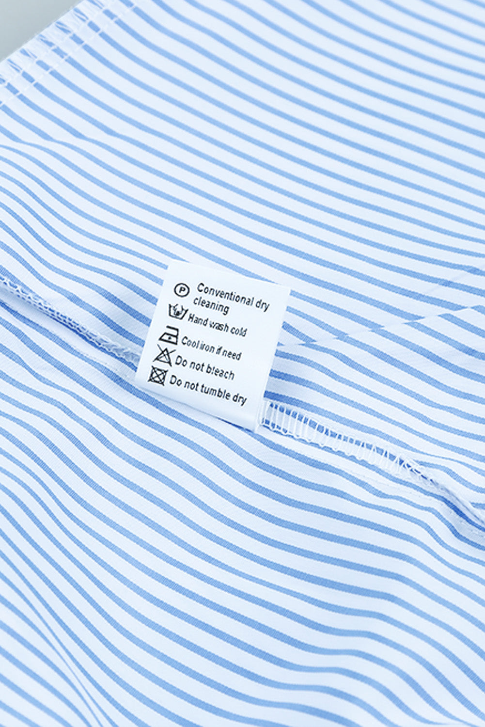 Black Striped Casual Shirred Cuffs Shirt - Cowaa