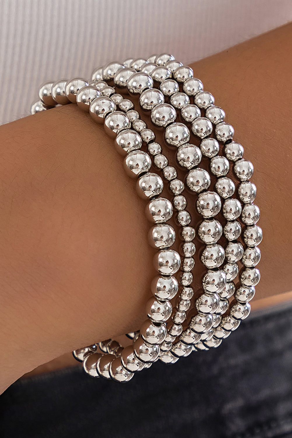 White Multi Layered Pearl Beaded Bracelet - Cowaa