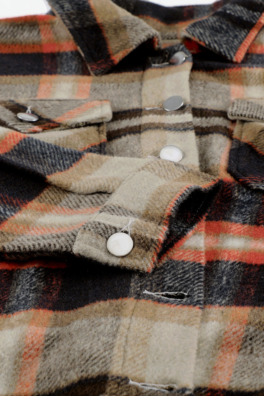 Plaid Button Front Pocket Shirt Shacket - Cowaa