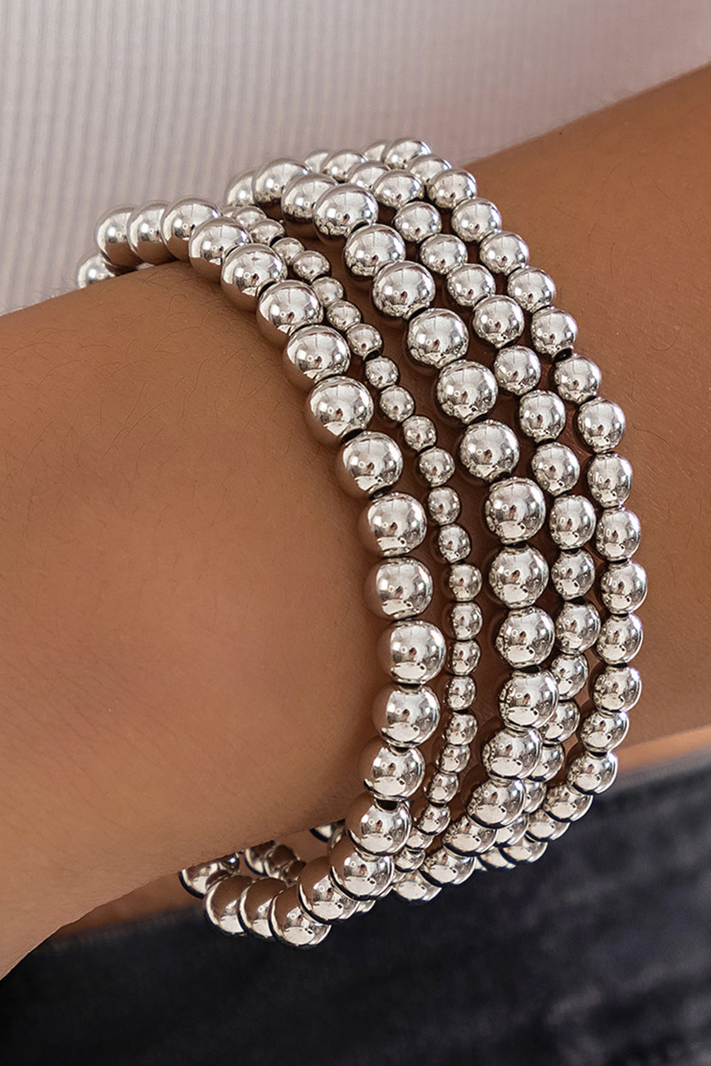 White Multi Layered Pearl Beaded Bracelet - Cowaa
