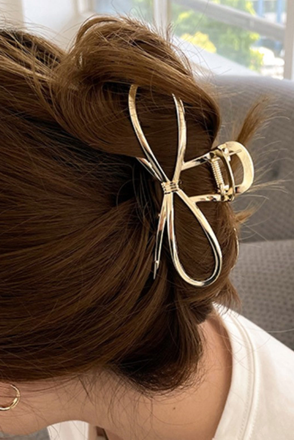 Gold Casual Bowknot Shape Metal Claw Clip - Cowaa