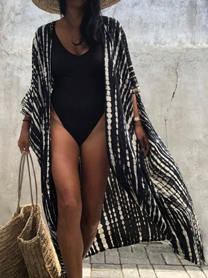 Tie-dye Print Beach Cover Up - Cowaa