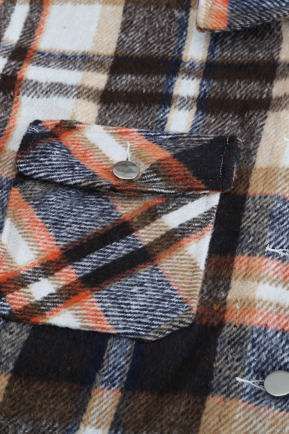 Plaid Button Front Pocket Shirt Shacket - Cowaa
