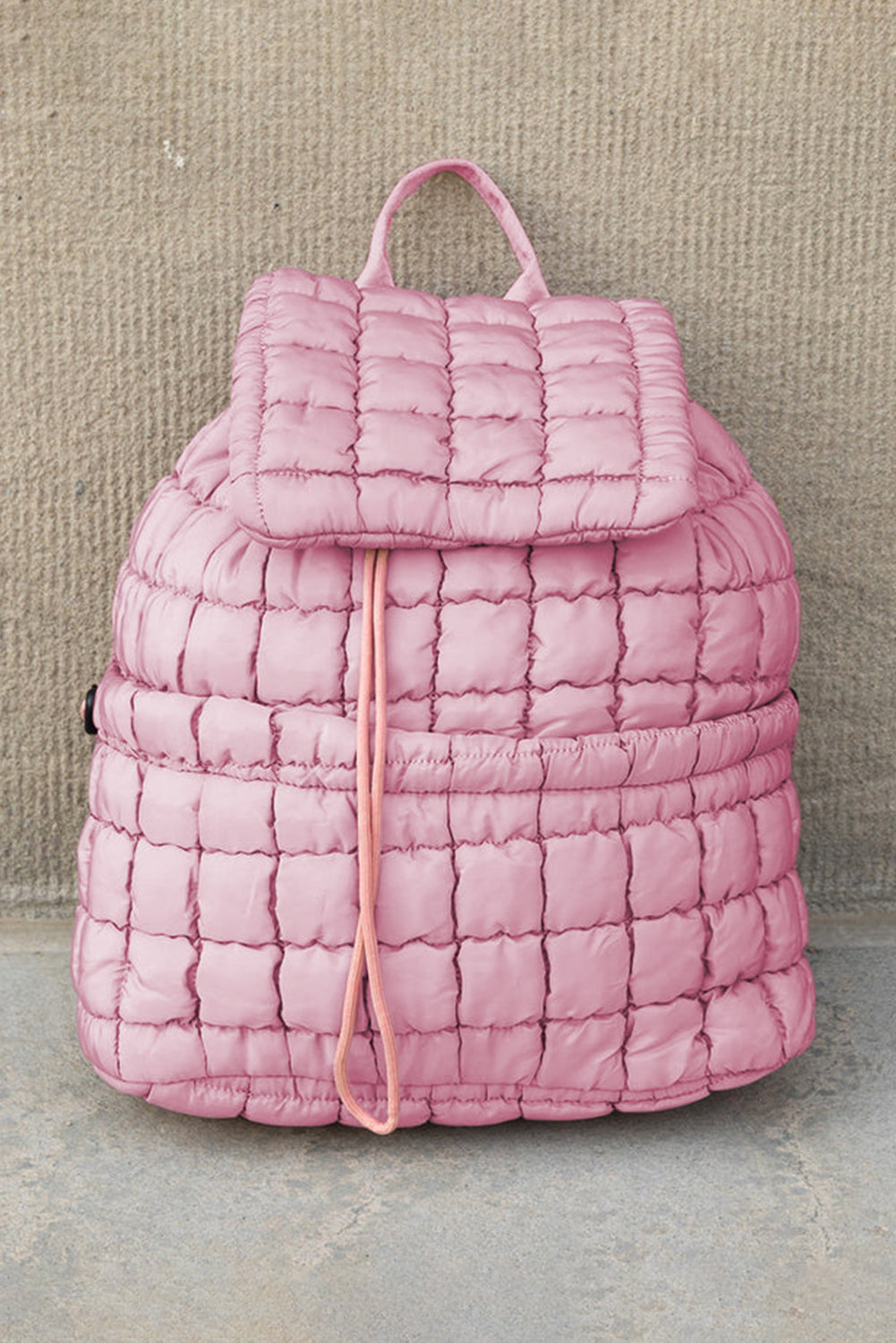 Solid Flapped Quilted Puffer Backpack